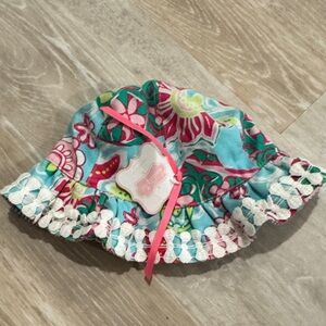 Floral Kids Sun Hat - Blue and Pink